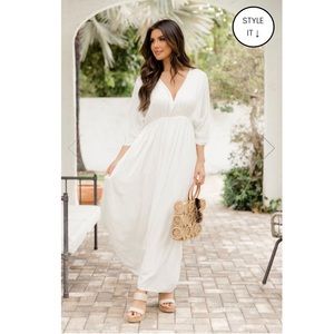 Pink Lily Come With Me White Maxi Dress